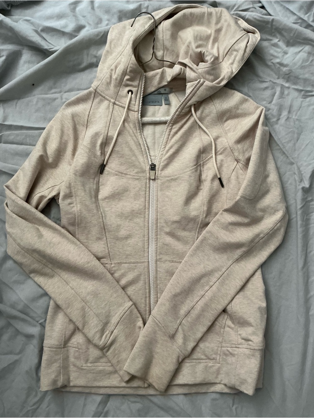 Athleta light cream full-zip hooded sweatshirt